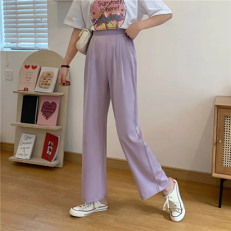 Spring and autumn new casual pants women loose and thin drape high waist straight wild wide leg suit pants