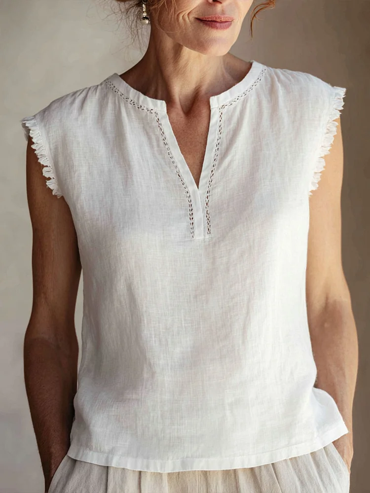 Women's Simple Solid Color Linen Shirt