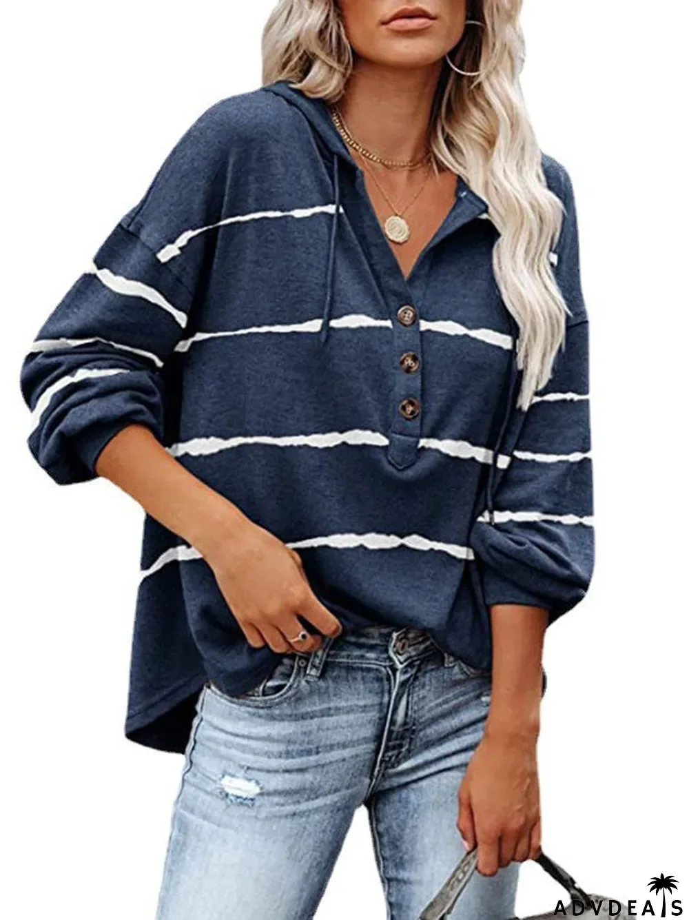 Women Long Sleeve Lapel Floral Printed Casuals Hoodies