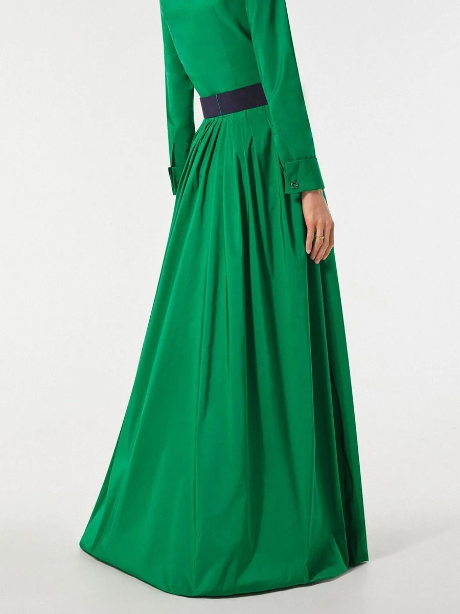 Solid Color Shirt & High Waist Skirt Two Piece Set