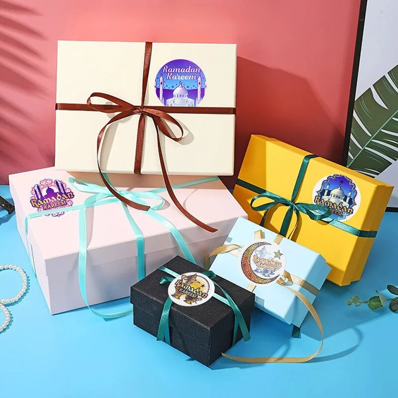 60/12pcs EID Mubarak Paper Label Stickers Decor Gift Lable Seal Sticker Islamic Muslim Eid al-fitr Party Decoration Supplies