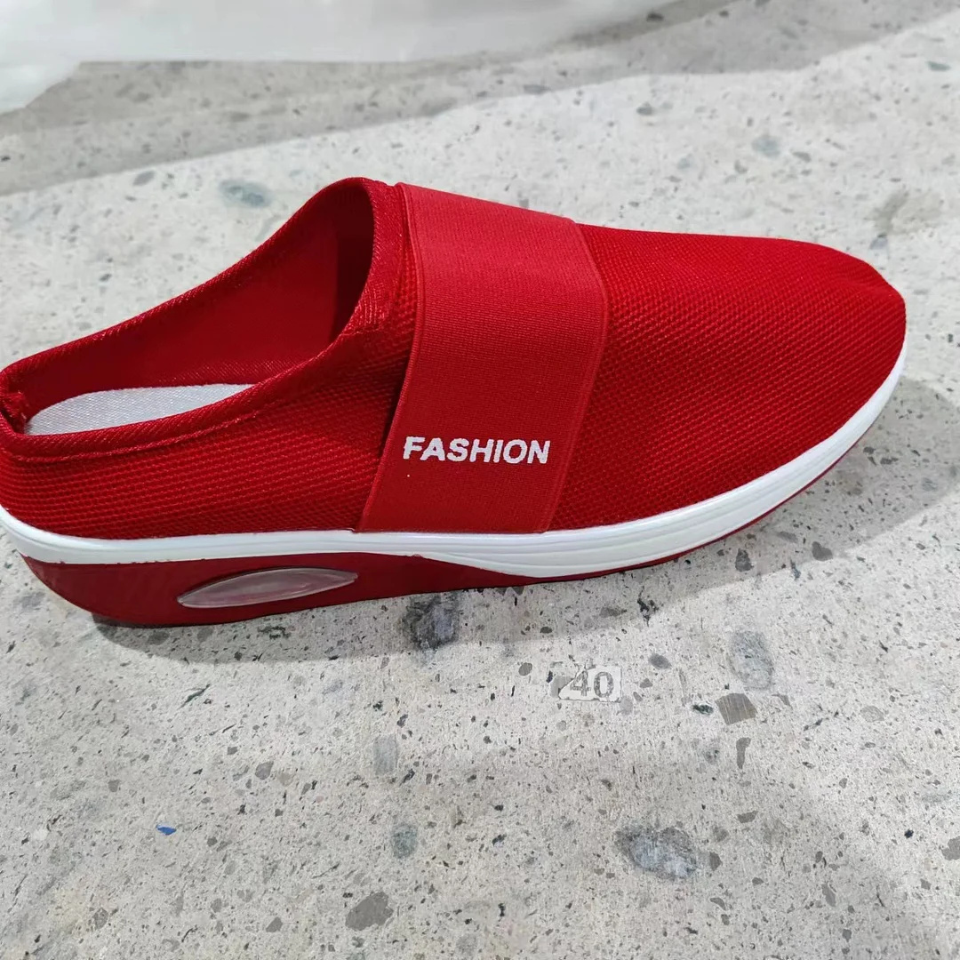 Breakj Breakj Summer Large-Size Lazy One Foot Pedaled Net Thick Bottom Slippers Women Slope And Slippers Women