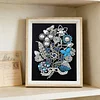 Framed Pearl Diamond Painting - Special Shaped - Blue Flowers (17x22cm)