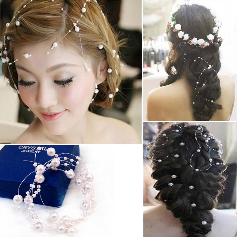 

6Pcs DIY String Pearl Bridal Hair Clip Wedding Headdress Hair Accessory, 501 Original