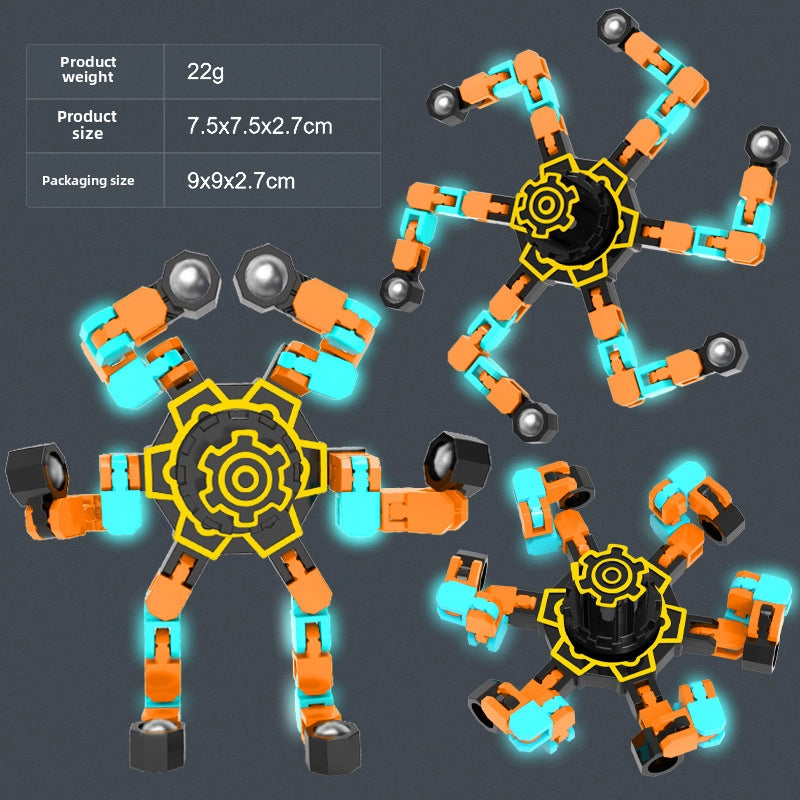 Gyro Toy Children’s Boy’s Transformable Luminous Puzzle Mechanical Fingertip Finger Rotation Decompression Boy’s Toy