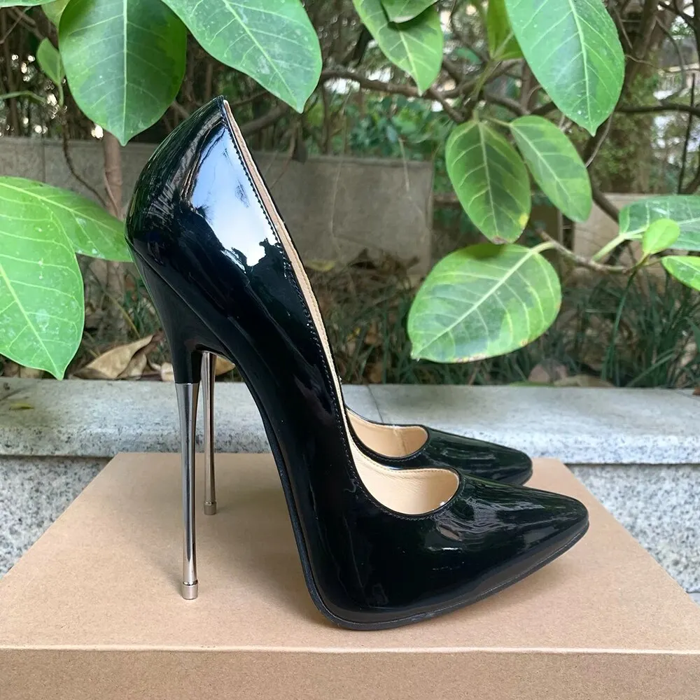 VCshoes 16cm Extreme Metal High Heels Solid Pink Stilettos Women Pumps Fetish Model Unisex Man Shoes Crossdresser Plus Size35-46