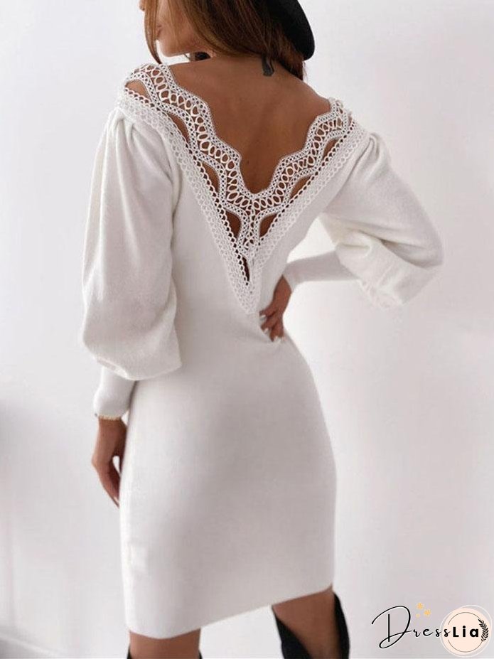 Open Back Cutout V-neck Dress