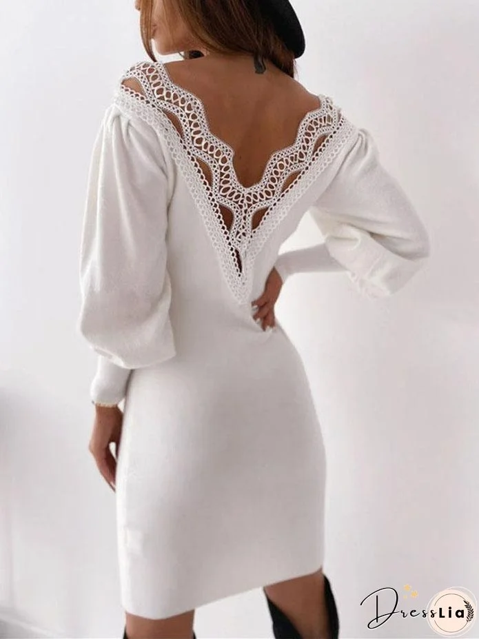 Open Back Cutout V-neck Dress