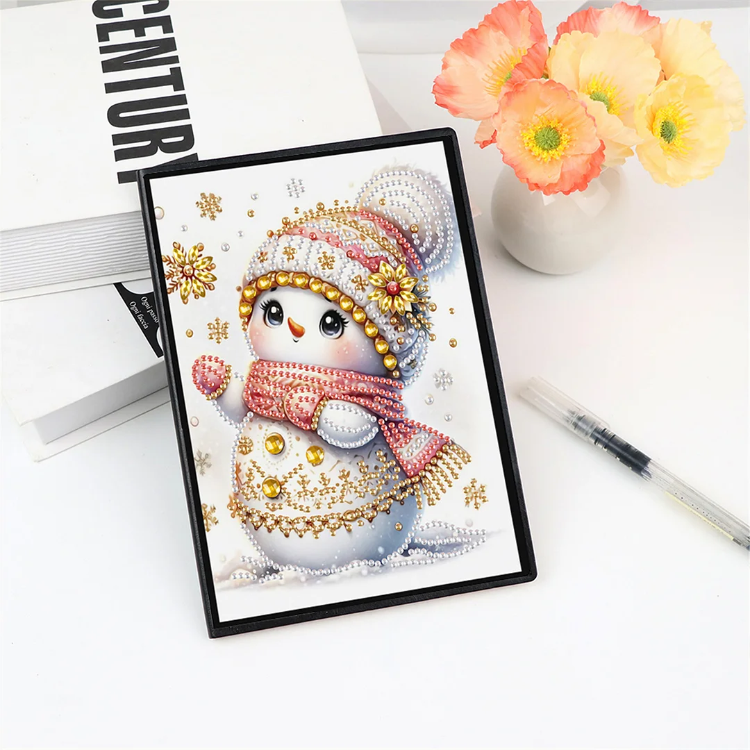 2pcs Snowman Partial DIY 50 Pages A5 Diamond Painting Notebook for Study Home