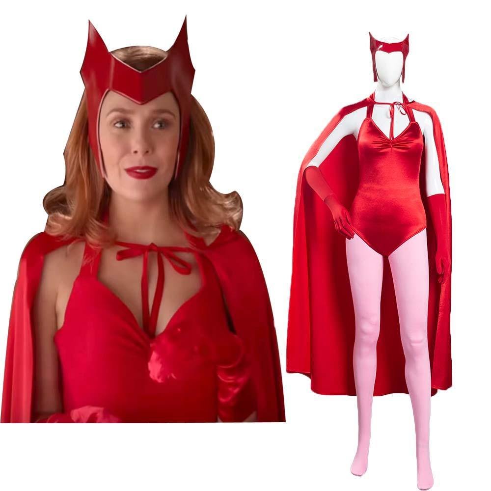 WandaVision Wanda Scarlet Witch Wanda Maximoff Cosplay Kostüm Damen Jumpsuit Halloween Karneval Kostüm