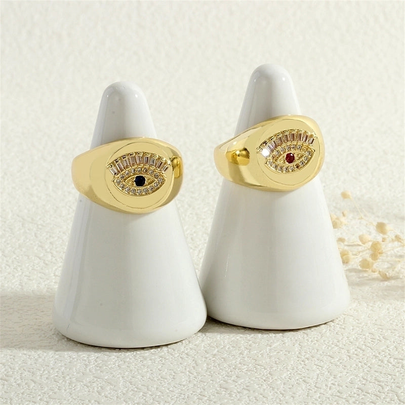 Copper Inlay Devil’s Eye Eye Zircon Open Rings