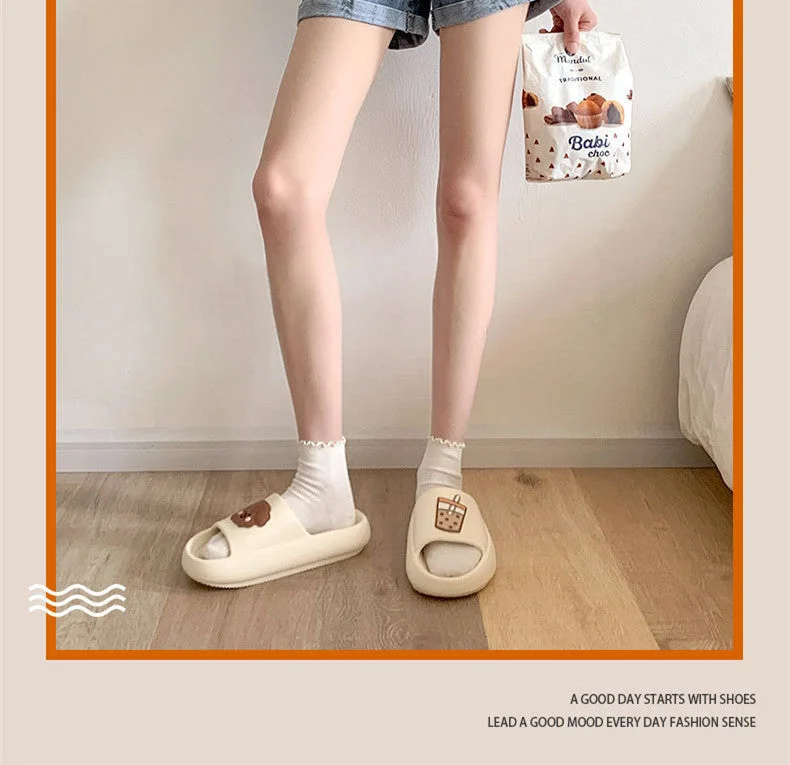 2022 Summer Women Thick Sole Slippers Indoor Home Non-Slip Slipper Casual Beach Slides EVA Household Cartoon Dog Animals Shoes