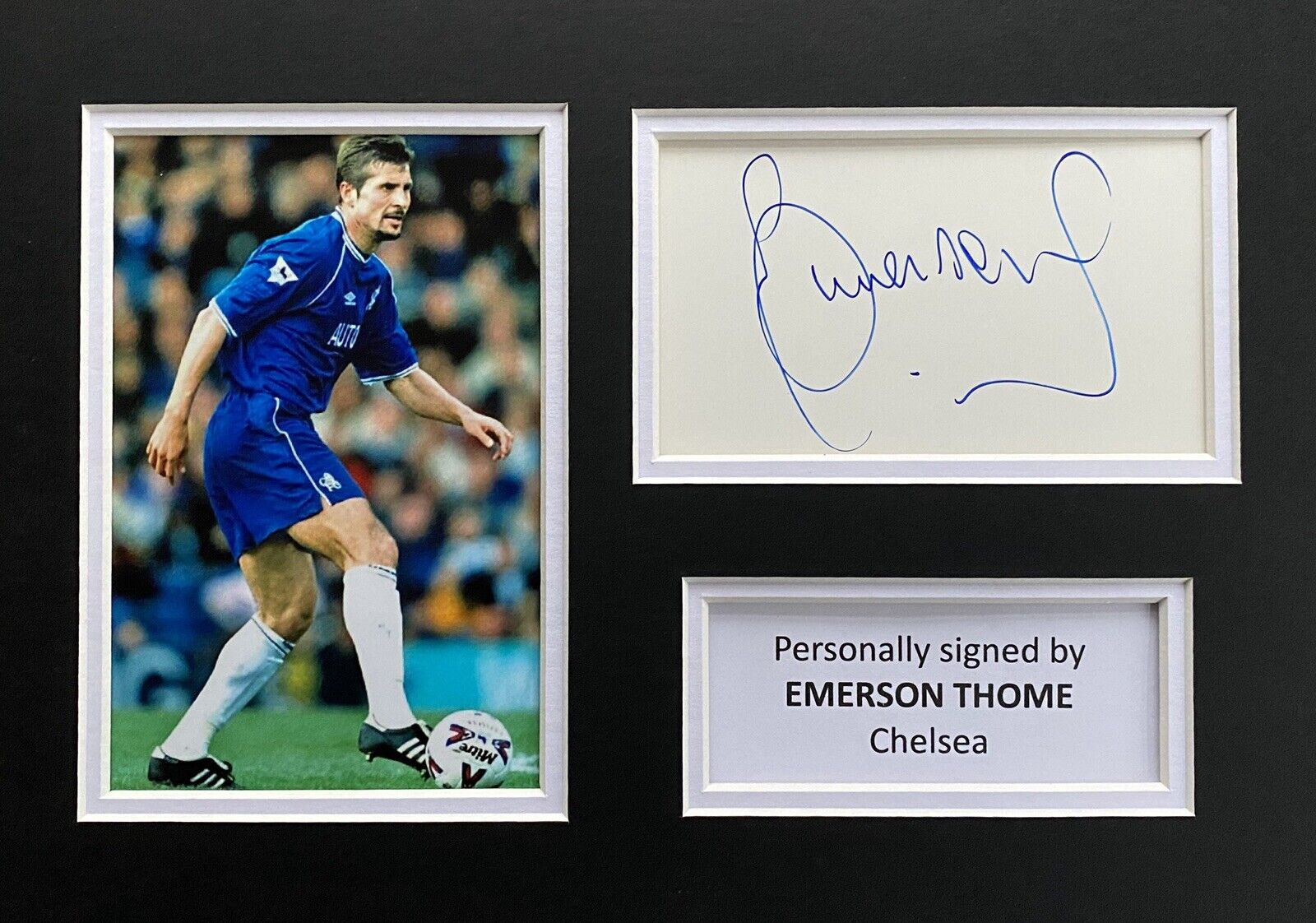 Emerson Thome Hand Signed White Card In A4 Chelsea Mount Display