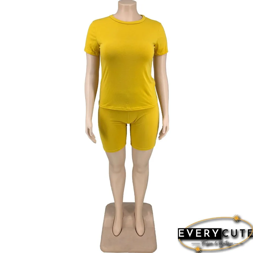 Plus Size Summer Casual Solid Color Short Sleeve Round-neck T-Shirt