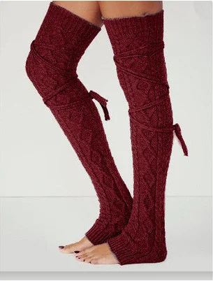 Women's woolen stockings drawstring