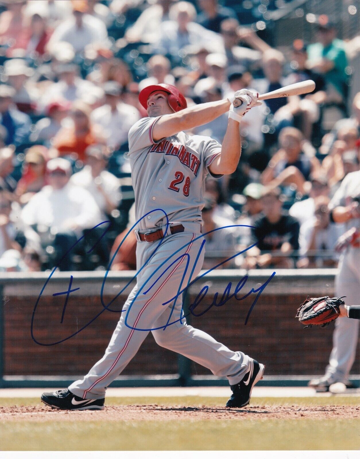 CHRIS HEISEY CINCINNATI REDS ACTION SIGNED 8x10