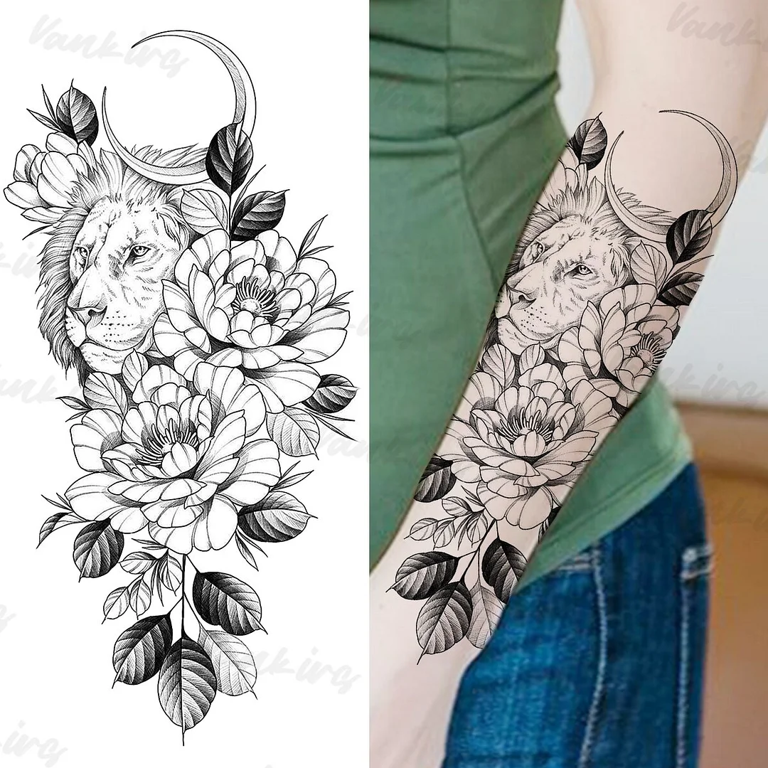 Sdrawing Peony Temporary Tattoos For Women Girls Realistic Anchor Butterfly Flower Fake Tattoo Sticker Sexy Body Arm Tatoos DIY