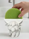 3D Printed Highland Cow Sponge Holder with Drainage Kitchen Sink Organizer Funny Sponge Stand for Kitchen Sink and Home Decor