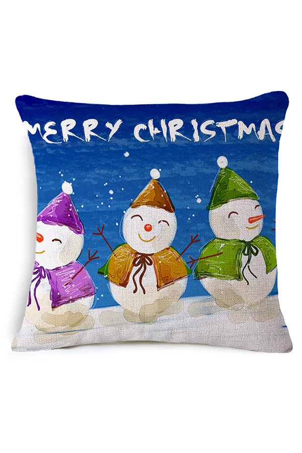 Home Decor Cute Snowman Print Merry Christmas Throw Pillow Cover-elleschic