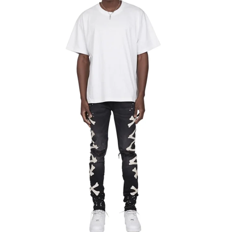 Men's Gradient Color Ripped Slim Fit Jeans at Hiphopee