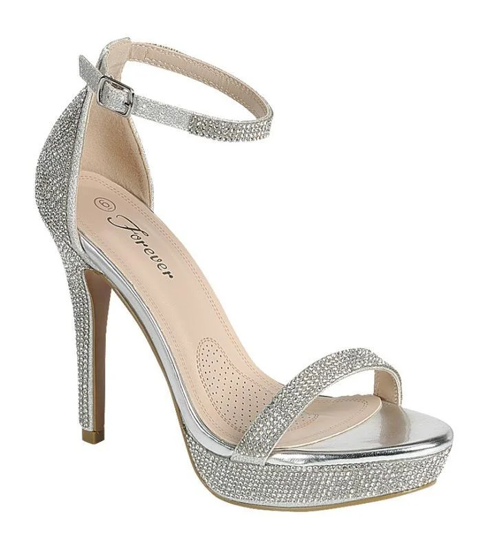Women's Rhinestone Accent High Heel Ankle Strap Formal Sandal Heels Highlight98 By Forever