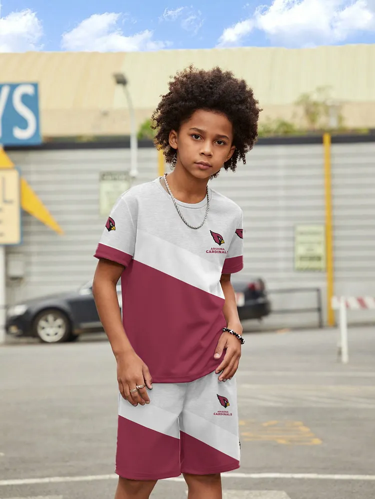 Arizona Cardinals New Design Kids（5-14Y)' Casual Crew Neck T-shirt And Drawstring Shorts  2pcs/Set