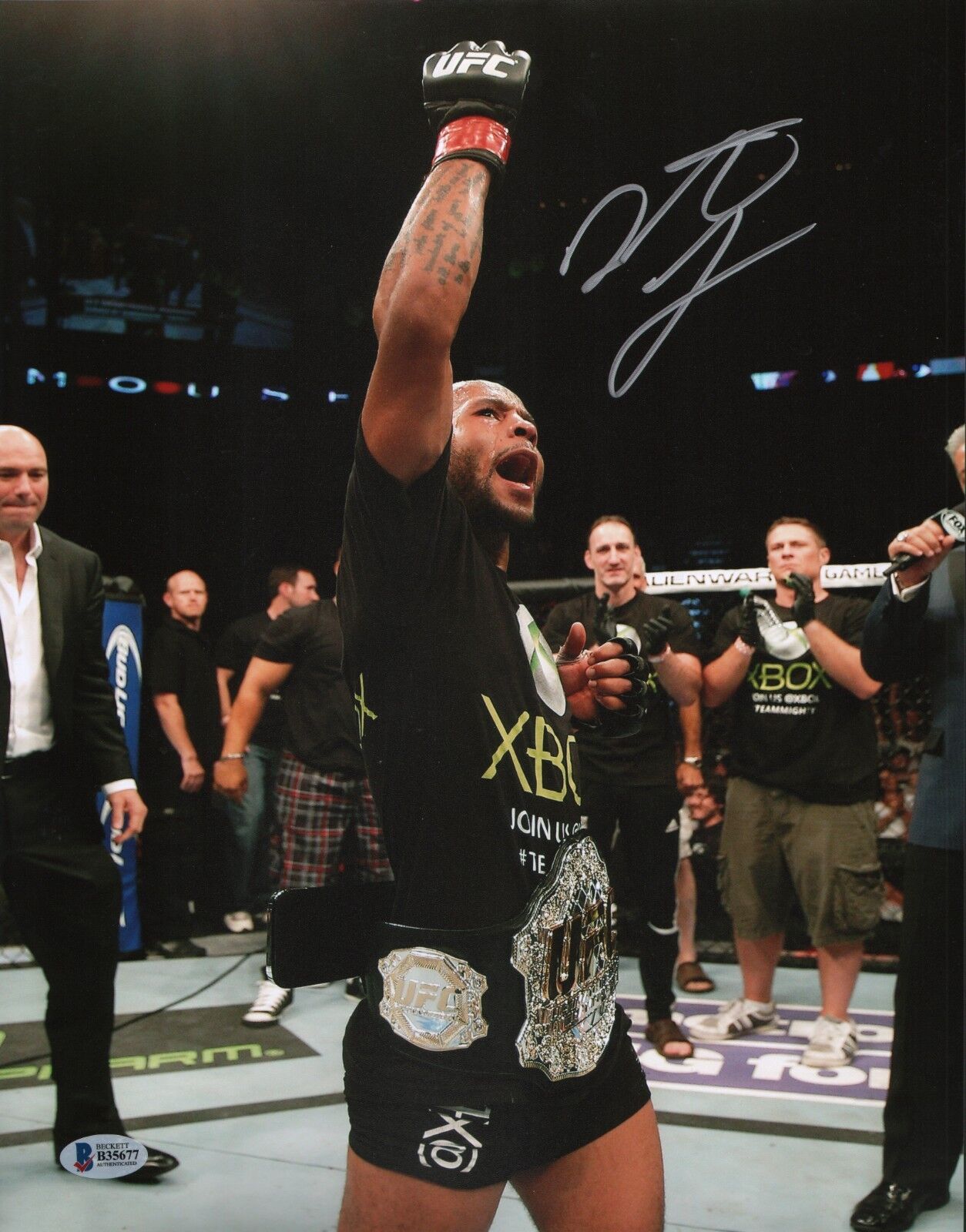 Demetrious Johnson Signed 11x14 Photo Poster painting BAS COA Picture w/ UFC Belt Autograph 174