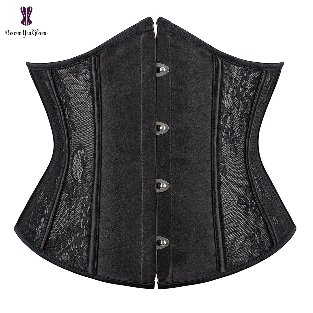 Billionm Underbust Corset Breathable Floral Hollow Out Bustier Steampunk Body Shaper Basques