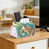 Diamond Art Painting Decorative Paper Napkin Dispenser Wear Resist Handmade Household Container Multifunction Rhinestone PU Tissue Holder Kit for Adults Home Office Gift (Cute Underwater Turtle)