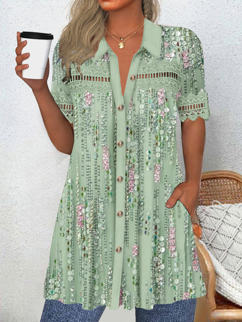 Women Long Sleeve V-neck Graphic Floral Printed Top