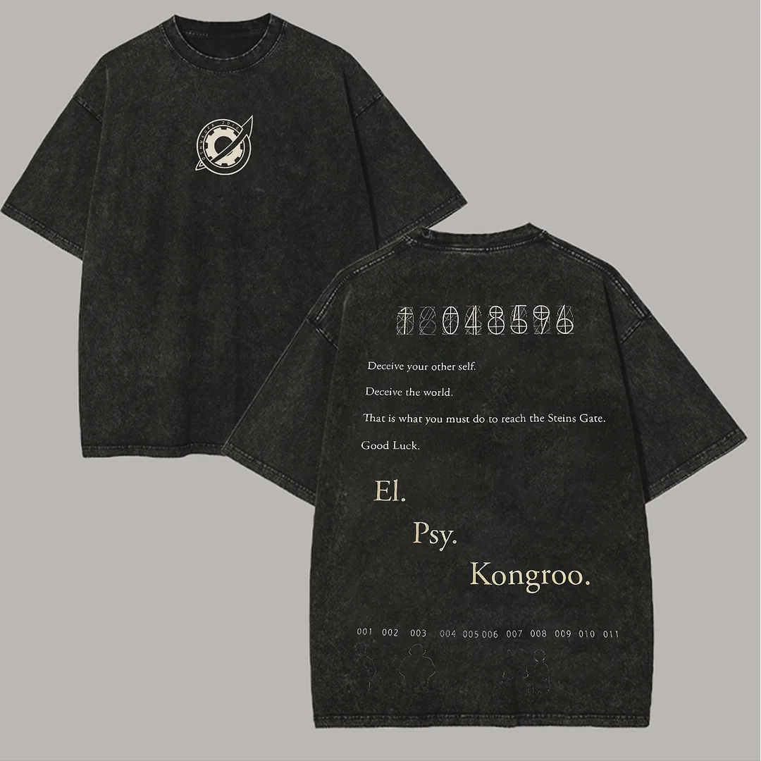 Steins;Gate Printed Unisex Washed T-Shirt