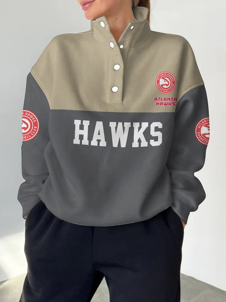 Atlanta Hawks 2025 New Design Casual Snap Mockneck Pullover