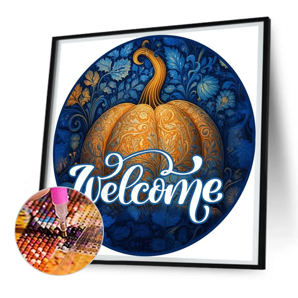 Diamond Painting - Full Round Drill - Fall Pumpkin Car(Canvas|30*30cm)