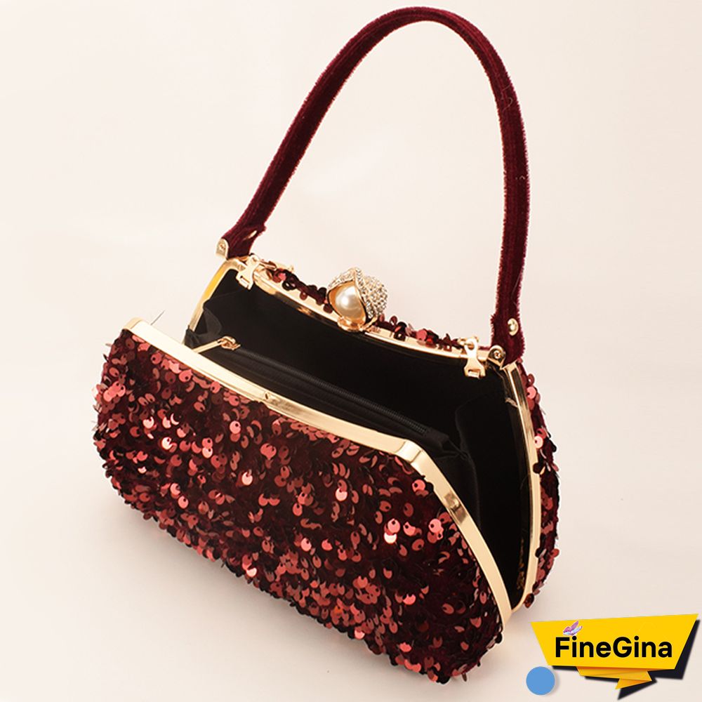 Black Formal Patchwork Sequins Bags