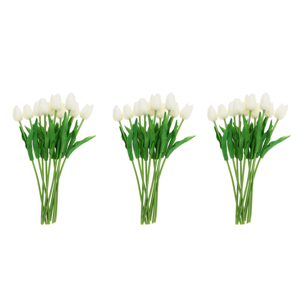 

3 x 10 Simulation PU Tulip Flowers Wedding Home Decoration, 501 Original