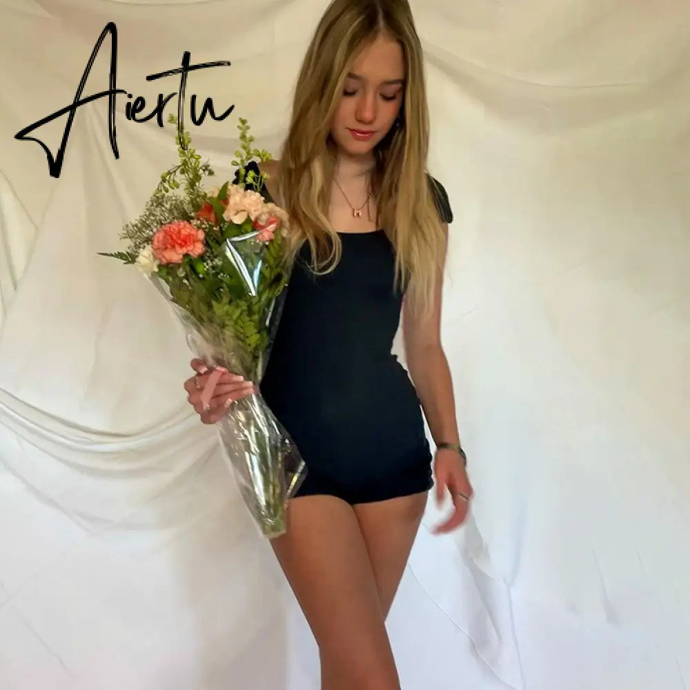 Aiertu  Square Collar Sleeveless Bodysuits Women Fashion Summer Sexy Slim Jumpsuit White Bodycon Shirts Y2K Causual Streetwear Aiertu