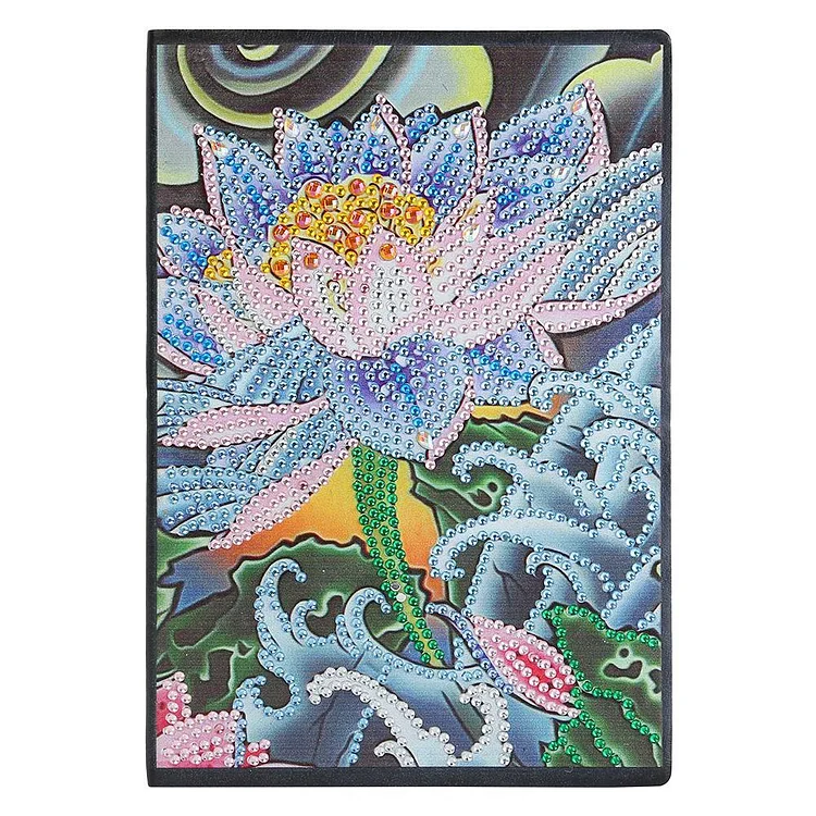 DIY Lotus Special Shaped Diamond Painting 50 Pages A5 Sketchbook Notebook gbfke