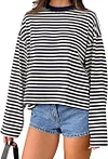 Casual and versatile retro striped long-sleeved T-shirt top