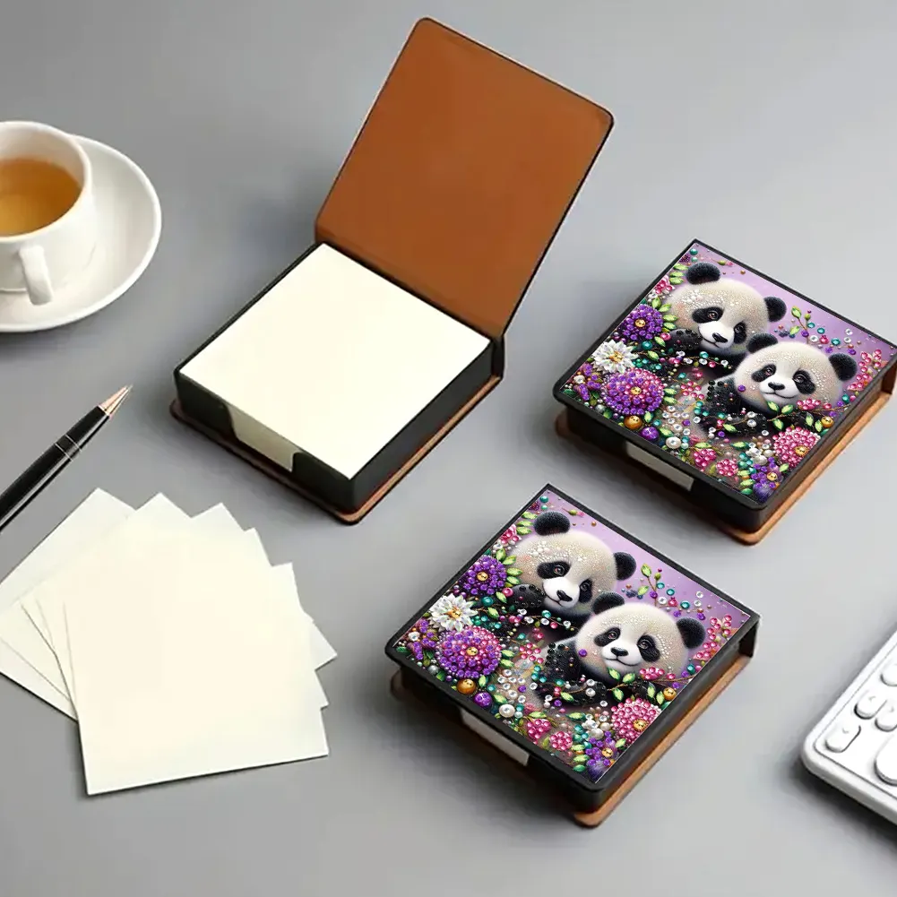 PU 5D Diamond Painting Kit Note Box DIY Diamond Art Notepad Box (Panda)