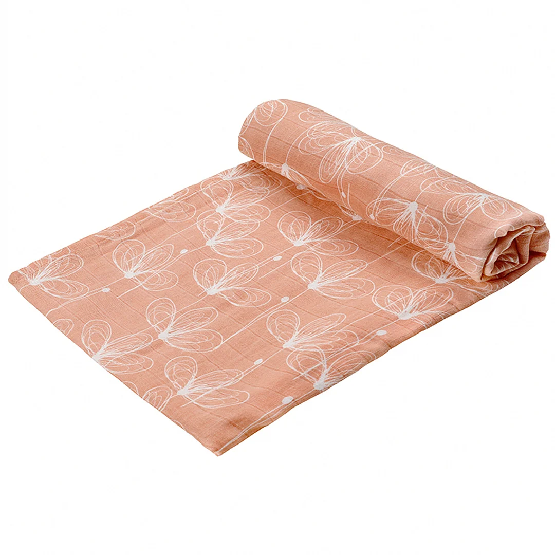 Egmao Baby Bamboo Muslin Swaddle Blanket - Red Dandelion