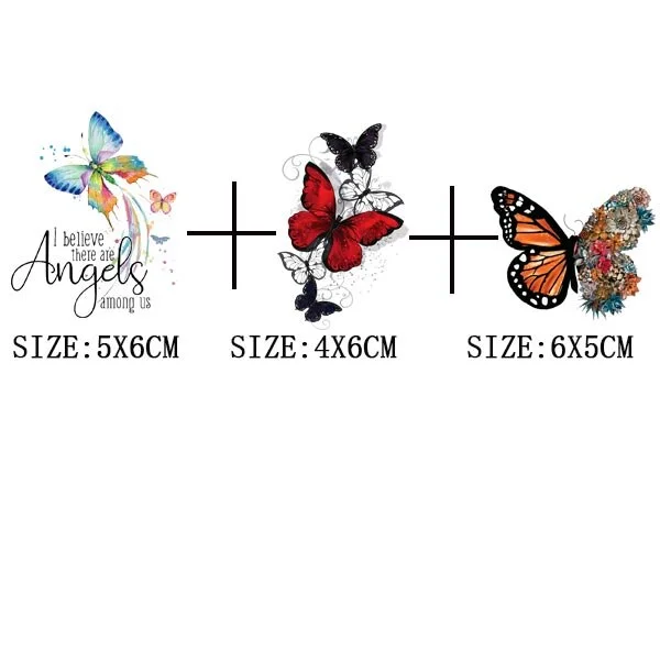 Colorful Butterfly Iron On Transfer For Clothing A-level Washable Thermal Sticker Beautiful Flower Patches On Clothes Decoration