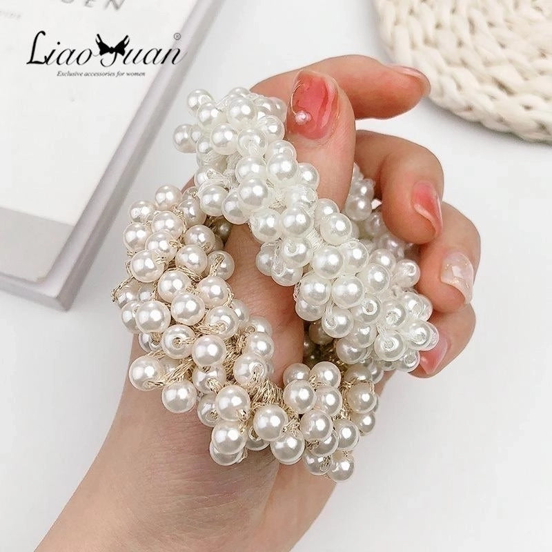 Couple Fashion Artificial Pearl Hair Tie