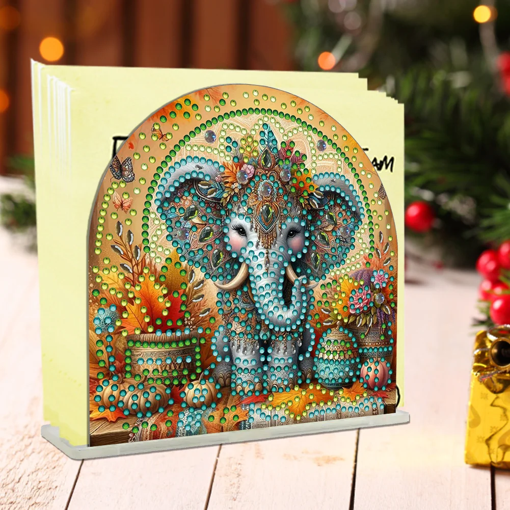 DIY Acrylic Elephant Diamond Painting Paper Towel Holder for Home Art Crafts