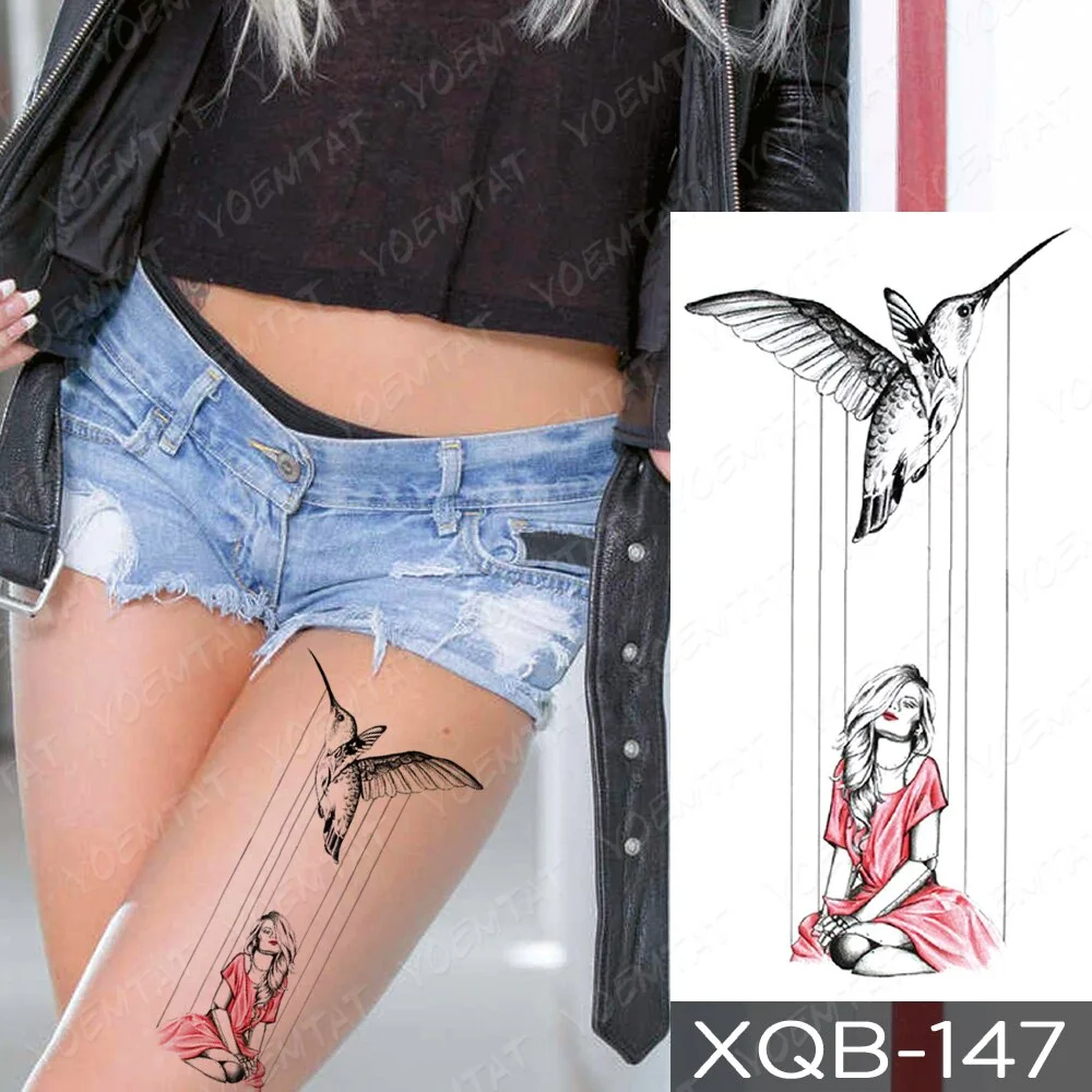 Waterproof Temporary Tattoo Sticker Butterfly Lily Fairy Bird Tattoos Mermaid Girl Body Art Arm Fake Sleeve Tatoo Women Men
