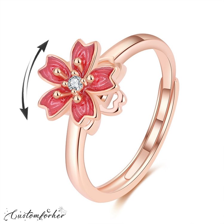 Rose Gold Peach Flower Ring