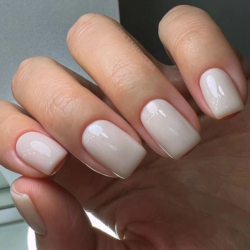 French Style Minimalist Solid Color Plastic Nail Patches 1 Set