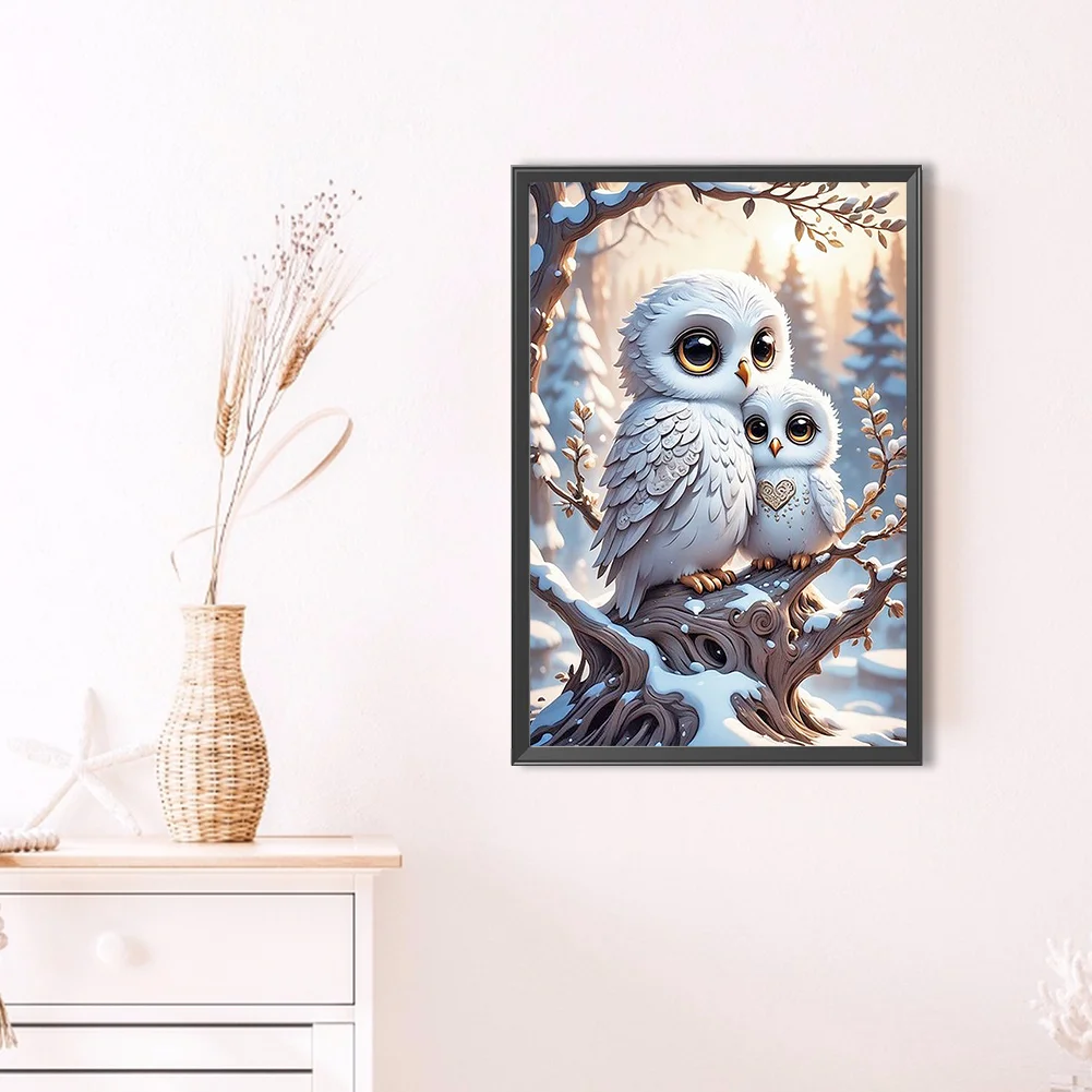 Diamond Painting - Full Round Drill - Winter Owl(Canvas|40*60cm)