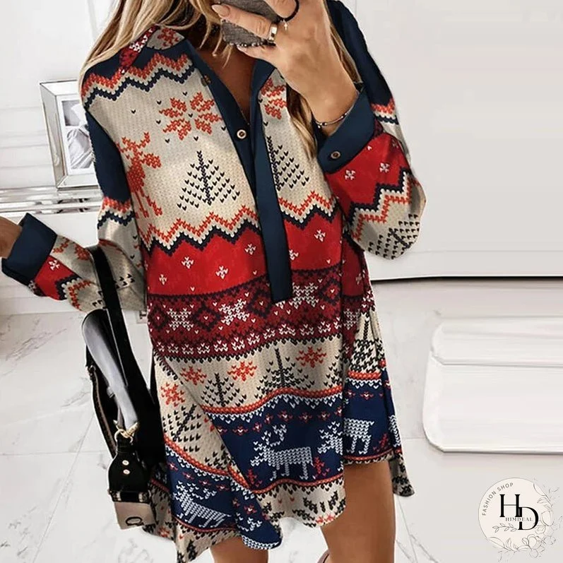 Casual Christmas Shirt Dress