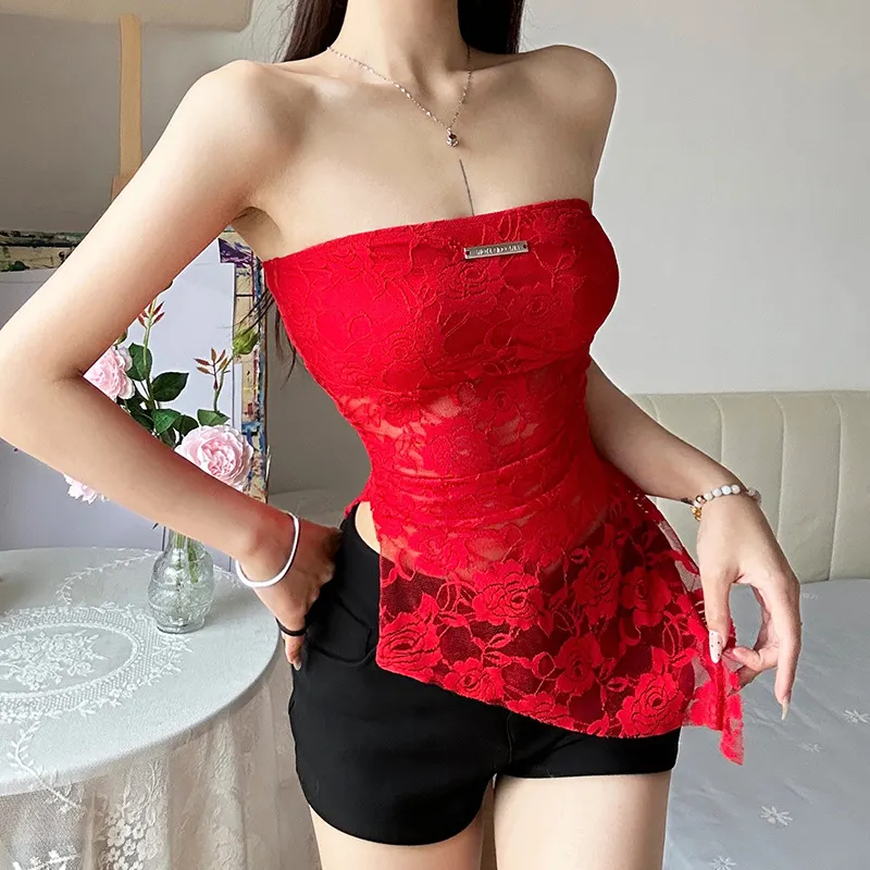 Churchf 2024 Summer New Women's Lace Without Strap Design Sense Thin Temperament Light Familiar Wind Top