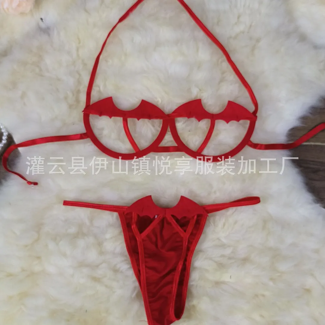 Churchf Sex Lingerie Halloween Little Demon Sexy With Pajamas Lady Three-Point Bikini Set